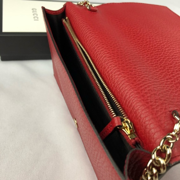 NWT Gucci Red Small Crossbody Wallet With Chain - Picture 7 of 12